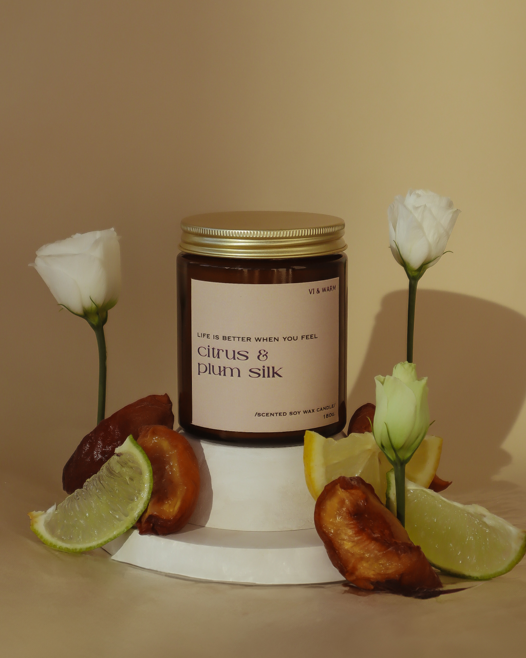 Соєва свічка  «Citrus & Plum silk» зі сливою та цитрусами